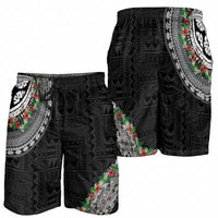 Fiji Hibiscus Shorts for Men Tapa Masi Motifs with Tropical Plants LT03 - Polynesian Pride