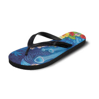 Fiji Jellyfish Flip Flops Tapa Patterns and Hibiscus Sea Vibe