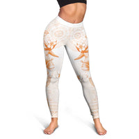 Fiji Leggings Masi Tapa Pattern Brown LT05 - Polynesian Pride