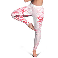 Fiji Leggings Masi Tapa Pattern Red LT05 - Polynesian Pride