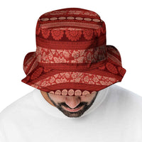 Fiji Marau na Kerisimasi Bucket Hat Red Tapa Masi Inspired Christmas - Polynesian Pride