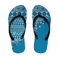 Fiji Marau na Kerisimasi Flip Flops Aqua Tagimoucia Tapa Masi Tribal - Polynesian Pride