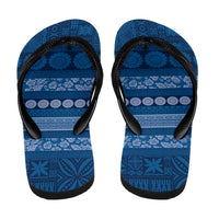 Fiji Marau na Kerisimasi Flip Flops Blue Tapa Masi Inspired Christmas - Polynesian Pride