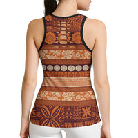Fiji Marau na Kerisimasi Hollow Tank Top Gold Tapa Masi Inspired Christmas LT9 - Polynesian Pride