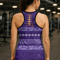 Fiji Marau na Kerisimasi Hollow Tank Top Purple Tapa Masi Inspired Christmas - Polynesian Pride
