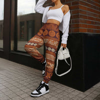 Fiji Marau na Kerisimasi Jogger Pants Gold Tapa Masi Inspired Christmas - Polynesian Pride