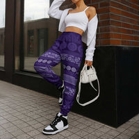 Fiji Marau na Kerisimasi Jogger Pants Purple Tapa Masi Inspired Christmas - Polynesian Pride