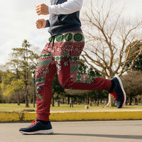 Fiji Marau na Kerisimasi Jogger Pants Red Tagimoucia Tapa Masi Tribal - Polynesian Pride