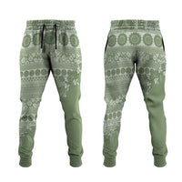 Fiji Marau na Kerisimasi Jogger Pants Sage Green Tagimoucia Tapa Masi Tribal - Polynesian Pride