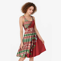 Fiji Marau na Kerisimasi Midi Dress Red Tagimoucia Tapa Masi Tribal - Polynesian Pride