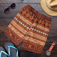 Fiji Marau na Kerisimasi Shorts for Men Gold Tapa Masi Inspired Christmas - Polynesian Pride