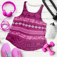 Fiji Marau na Kerisimasi Women Racerback Tank Pink Tapa Masi Inspired Christmas - Polynesian Pride