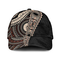 Fiji Traditional Masi Classic Cap Tapa Art Palm Leaves Pattern LT03 Universal Fit Brown - Polynesian Pride