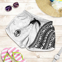 Fijian Rugby Shorts for Women Tapa Pattern and Palm Tree Tribal