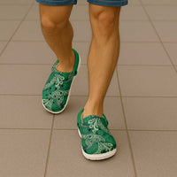 Forest Green Monstera Clogs Shoes Polynesian Tribal Pattern LT01 - Polynesian Pride