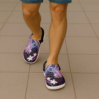 Galaxy Polynesian Pattern With Tropical Flowers Clogs Shoes - Polynesian Pride