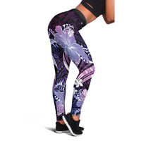 Galaxy Polynesian Pattern With Tropical Flowers Leggings - Polynesian Pride