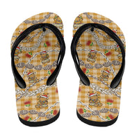 Gold Palaka Hawaii Mele Kalikimaka Flip Flops Ohia Lehua Shell Leis Funny Gingerbread Santa - Polynesian Pride