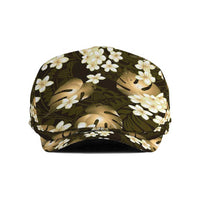 Gold Tropical Hawaii Jeff Hat Seamless Monstera Plumeria Hawaiian Pattern - Polynesian Pride