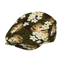 Gold Tropical Hawaii Jeff Hat Seamless Monstera Plumeria Hawaiian Pattern - Polynesian Pride