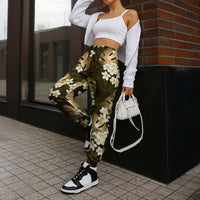 Gold Tropical Hawaii Jogger Pants Seamless Monstera Plumeria Hawaiian Pattern - Polynesian Pride