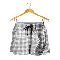 Gray Hawaii Palaka Shorts for Women Hawaiian Honohono Lei