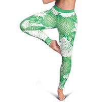 Green Aloha Hawaii Leggings Monstera Hibiscus Plumeria Seamless Vibes - Polynesian Pride
