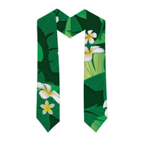Green Banana Leaf Hawaii Graduation Stole Lau Maia Plumeria Tropical Summer Vibes
