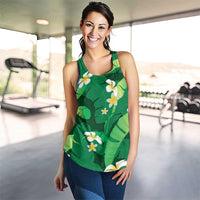 Green Banana Leaf Hawaii Women Racerback Tank Lau Maia Plumeria Tropical Summer Vibes