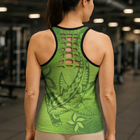 Green Gradient Polynesia Hollow Tank Top Hawaiian Tribal Hammerhead Shark Tattoo - Polynesian Pride