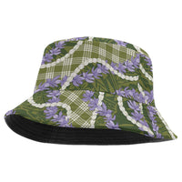 Green Hawaii Palaka Honohono Pikake Bucket Hat Hawaiian Orchid Lei Polynesian Pattern - Polynesian Pride