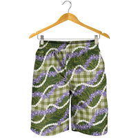 Green Hawaii Palaka Honohono Pikake Shorts for Men Hawaiian Orchid Lei Polynesian Pattern - Polynesian Pride