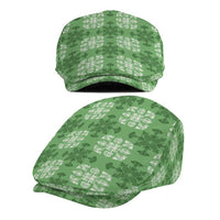 Green Hawaiian Quilt Jeff Hat Hawaii Pineapple Monstera Palaka Motifs - Polynesian Pride