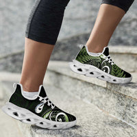 Green New Zealand Clunky Sneakers Aotearoa Silver Fern With Manaia Maori Unique