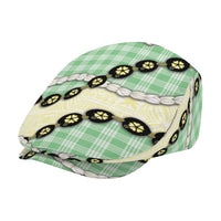 Green Palaka Hawaii Jeff Hat Kukui Nut Pikake Lei Hawaiian Tapa Pattern - Polynesian Pride