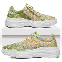Green Palaka Hawaii Leis Chunky Sneakers Hawaiian-plaid Elegant Tropical Vibes