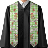Green Palaka Hawaii Mele Kalikimaka Graduation Stole Ohia Lehua Shell Leis Funny Gingerbread Santa - Polynesian Pride