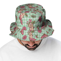 Green Paniolo Palaka Hawaiian Cowgirl Christmas Bucket Hat - Polynesian Pride