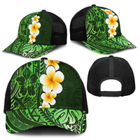 Green Polynesia Baseball Net Cap Plumeria Tropical Leaves With Galaxy Polynesian Art - Polynesian Pride