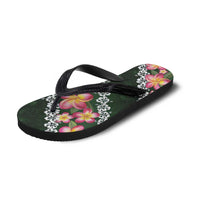 Green Polynesia Flip Flops Plumeria Hibiscus Tropical Vibes - Polynesian Pride