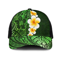 Green Polynesia Mesh Trucker Cap Plumeria Tropical Leaves With Galaxy Polynesian Art - Polynesian Pride