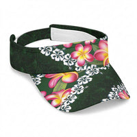 Green Polynesia Sun Visor Cap Plumeria With Hibiscus Pattern Tropical Vibes LT14 Universal Fit Green - Polynesian Pride