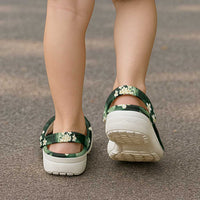 Green Tropical Hawaii Clogs Shoes Seamless Monstera Plumeria Hawaiian Pattern - Polynesian Pride