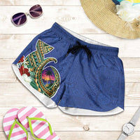 Guam Chamorro Shorts for Women Tribal Latte Stone and Seal Artwork Polynesian Patterns LT03 Multicolor - Polynesian Pride