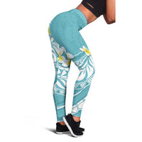 Hawaii Aloha Leggings Plumeria Vintage - Turquoise LT7 - Polynesian Pride