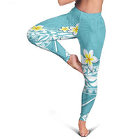 Hawaii Aloha Leggings Plumeria Vintage - Turquoise LT7 - Polynesian Pride