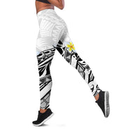 Hawaii Aloha Leggings Plumeria Vintage - White