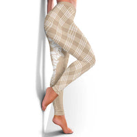 Hawaii Aloha Plumeria Lei Beige Palaka Leggings - Polynesian Pride