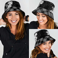 Hawaii Aloha Plumeria Lei Black Palaka Bucket Hat - Polynesian Pride