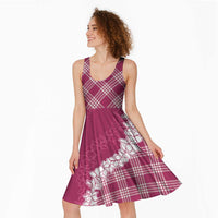 Hawaii Aloha Plumeria Lei Fuschia Palaka Midi Dress - Polynesian Pride